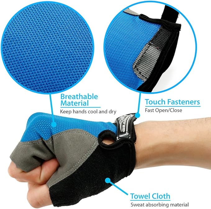 GEARONIC Mens Cycling Gloves, Fingerless Mountain Bike Gloves for Men, Breathable MTB bicycle gloves, Gel Padded Road biking gloves, Anti-slip Road Motorcycle Gloves for Men/Women, Half Finger Guantes