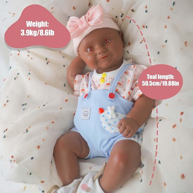 18.5 in Full Silicone Reborn Baby Dolls, 1:1 Lifelike Newborn Dolls Non Vinyl Realistic Reborn Toddler Dolls Boy Washable Sleeping Doll