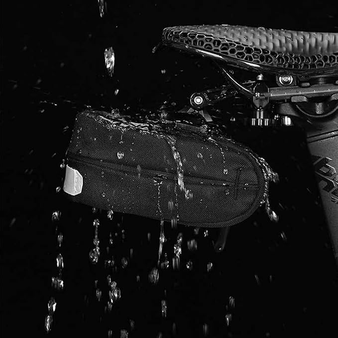 ENLEE Bike Saddle Bag, Adjustable Bicycle Seat Bag, Quick-release Tail Bag Cycling Seat Pack for Mountain Road Bikes (Khaki)