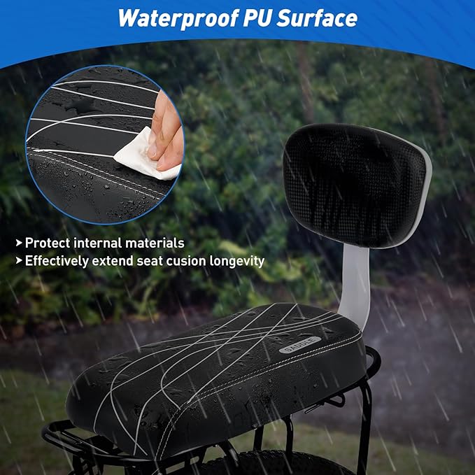 ZHOUWHJJ Bicycle Rear Seat Cushion Armrest Footrest Set, Kid Child Carrier Bicycle Baby Seat, Including Cushion and Backrest, Armrest Handrail, Footrests, Bell, Black