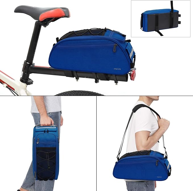 MOSISO Bike Rack Bag, Waterproof Bicycle Trunk Pannier Rear Seat Pouch Cycling Bike Carrier Backseat Storage Luggage Saddle Shoulder Bag