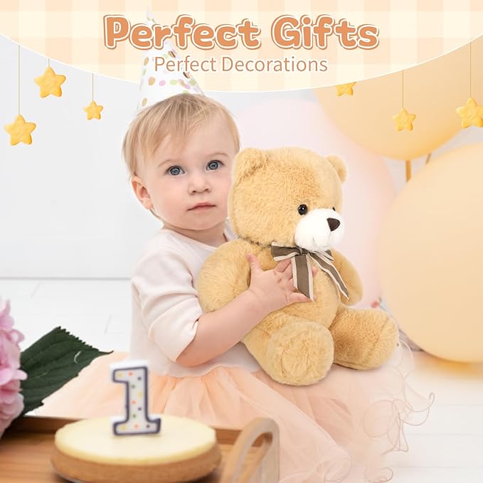 Tezituor Teddy Bears Stuffed Animal 7 Packs in Bulk, Small Teddy Bear Bulk 12" for Baby Shower Decorations, Stuffed Bear Plush Toy for Wedding Birthday Christmas Party Decorations