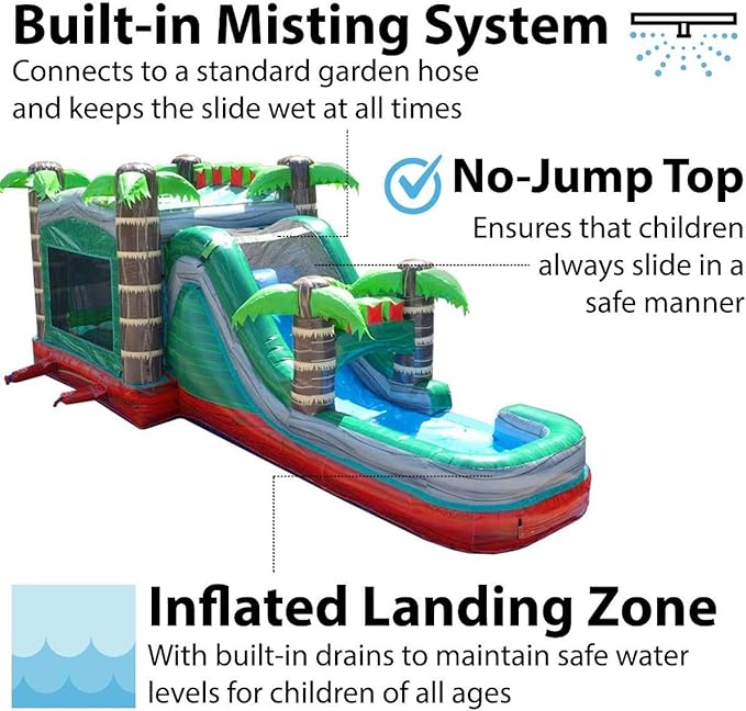 TentandTable Inflatable Bounce House Water Slide for Kids 5-12 Large, Commercial Grade Mega Bouncy Castle for Adults, Jump House, Includes Electric Air Blower, 32' L x 16' W x 15' H, Red Marble