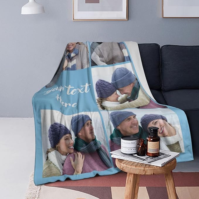 Custom Blanket with Photos, Personalized Blankets with Picture, I Love You Girlfriend Boyfriend Couples Gifts, for Birthday Christmas Women Men Adult Kids Mom Dad Wife Husband