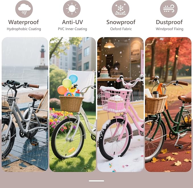 AKEfit Adult Tricycle Cover, Bike Covers Outdoor Storage Waterproof Cover for Electric Trike, With Windproof Buckle and Lock Hole, 75"L x 30"W x 44"H, Black