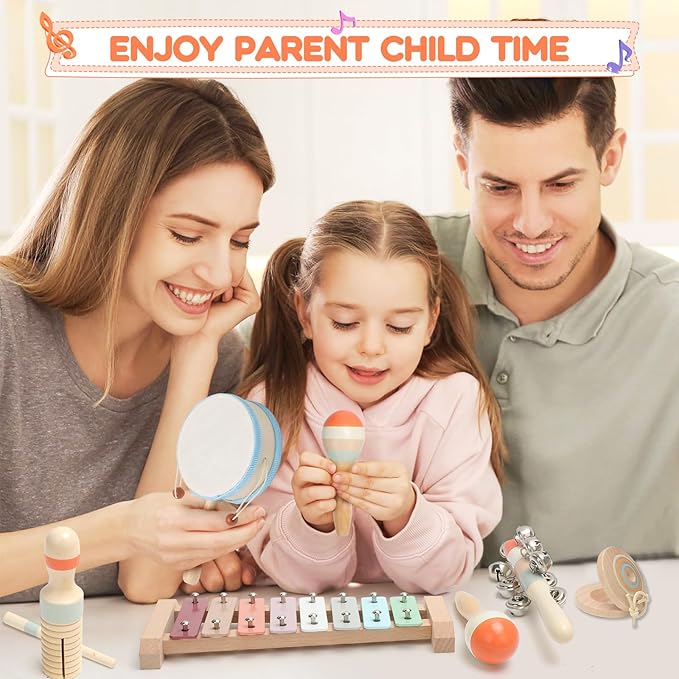 Toddler Musical Instruments,Wooden Musical Toys for Toddlers 1-3,Montessori Musical Toys for Babies 6-12 Months,Preschool Educational Baby Girl Toys,Music Toys for 1 Year Old,Christmas Birthday Gifts