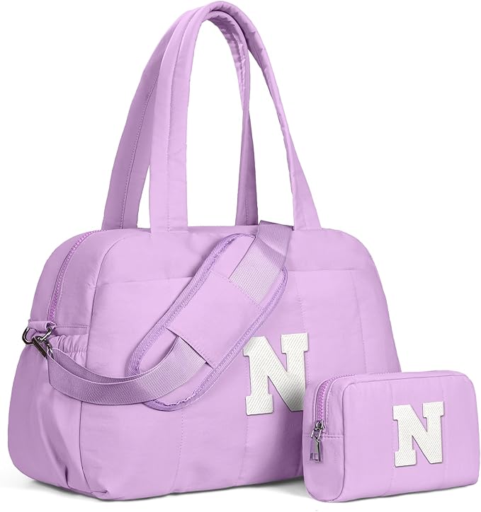 Gifts for Teen Girls-Initial Duffle Bag, Carry On Bags for Women，Gifts for Girls-Overnight Bag with Wet Pocket，Lightweight Travel Bags Personalized Gym Tote with Makeup Pouch