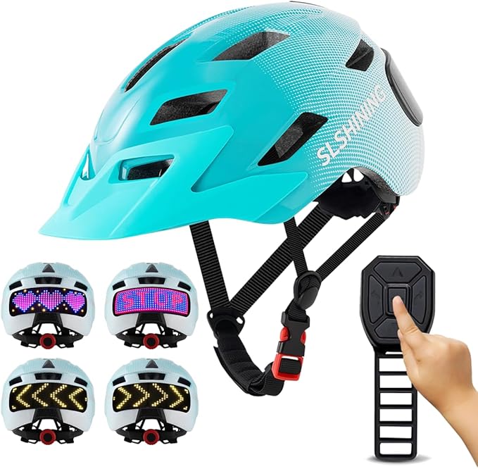 Kids Helmet - Toddler Bike Helmet with LED Turnning/Stop Signals & Customizable Display - Breathable Lightweight Boy/Girl Helmet for Skateboard, Roller Skate, Scooter