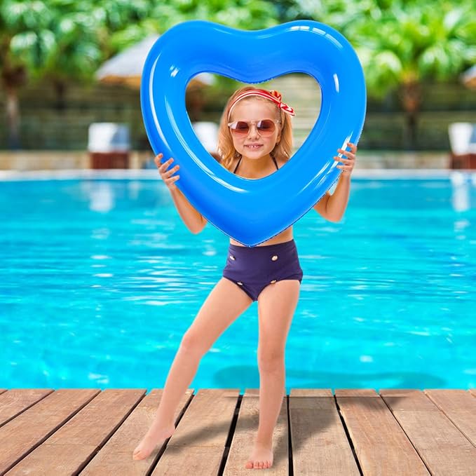 ZHUYNXIR Heart Swimming Pool Float Loungers Tube, Water Fun Beach Party Toys for Kids，Birthday Scene Layout Props.