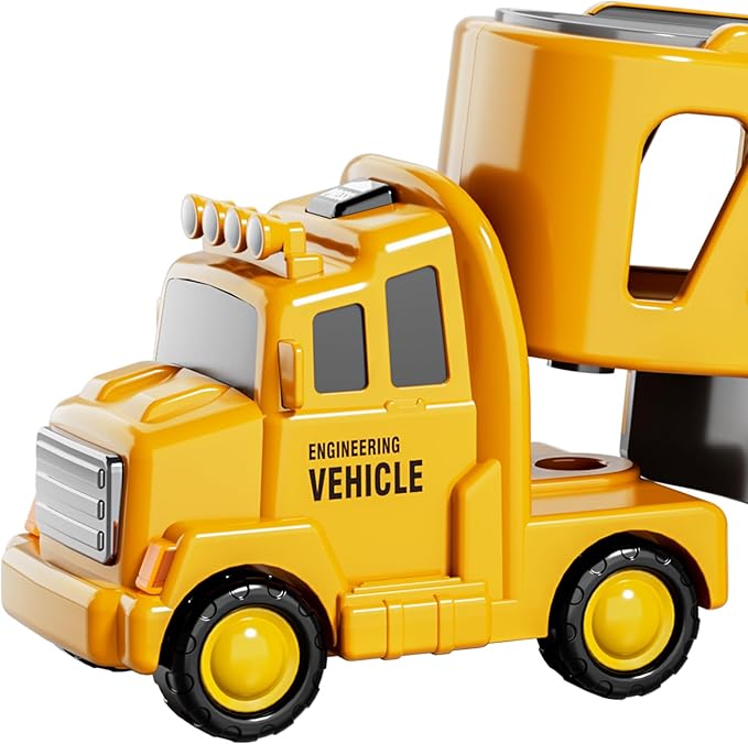 Bennol Toddler Trucks Toys for Boys Kids, 16.9-in Longer Transport Construction Truck with 6 Cars, Car Truck Toys with Lights & Sounds, Birthday Gift for 2 3 4 5 Years Old Boys and Girls