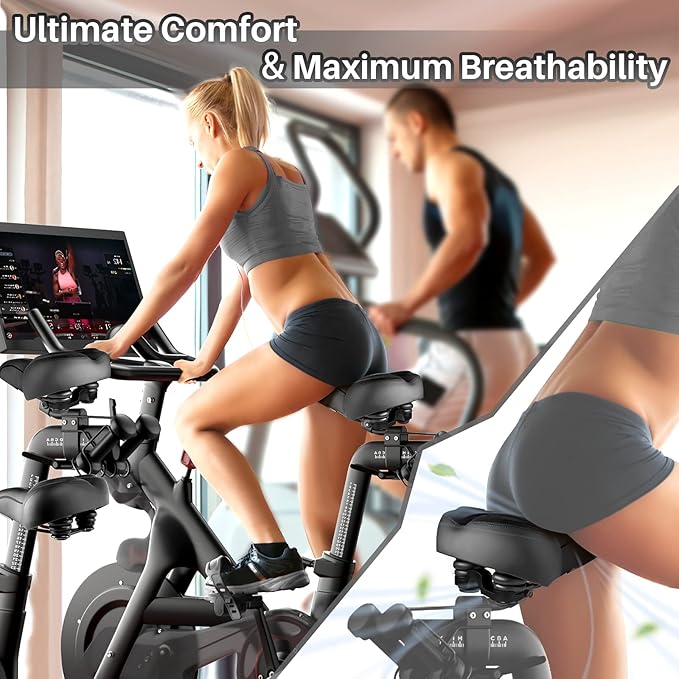 Oversized Bike Seat for Peloton Bike & Bike+, Wide Bicycle Saddle Replacement Compatible with Peloton, Exercise or Road Bikes, Seat Cushion for Men & Women