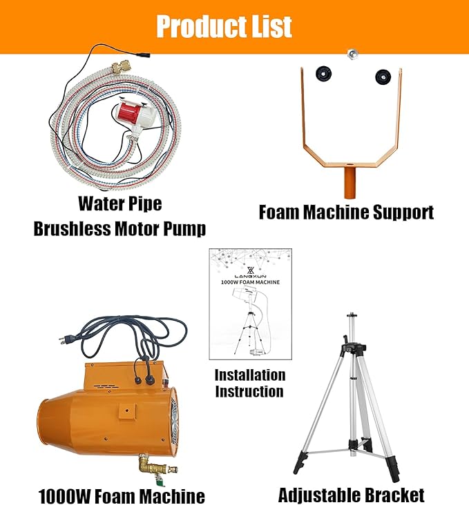 LANGXUN 1000W Summer Foam Party Machine, Kids Water Play Foam Blaster with Super Soaker Nozzles - Outdoor Pool Party Foam Cannon for Backyard, Splash Pad, Summer Camp