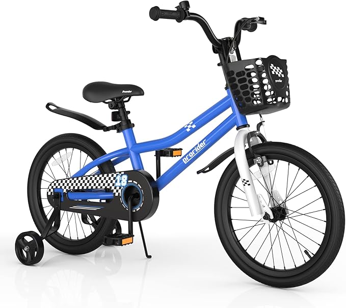 BABY JOY Kids Bike, 12 14 16 18 Inch Children Bikes for Boys Girls Age 3-8 Years w/Training Wheels, Handbrake, Coaster Brake & Removable Basket, Kids Bicycle of Multiple Colors