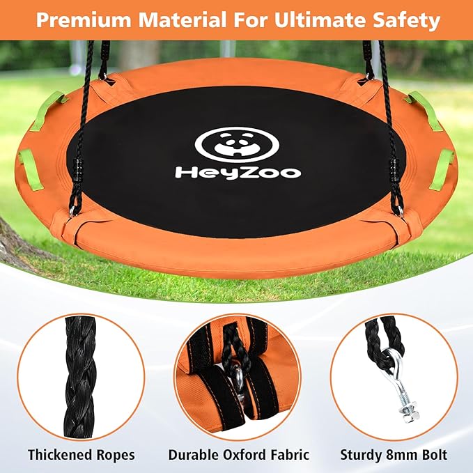 48 inch Tree Swing, Larger Saucer Flying Swing for Whole Family, 900lbs Weight Capacity, with Adjustable Hanging Straps, for Outdoor Playground, Orange