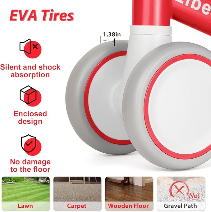 Liberry Baby Balance Bike with Adjustable Seat, Toddler First Ride-On Toy for 1-2 Year Old, Boys Girls Christmas & Birthday Gift