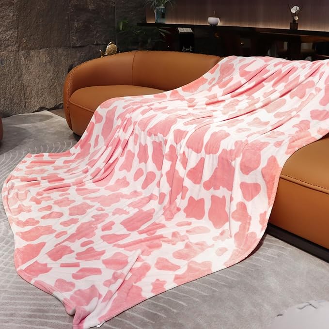 Pink Queen Fleece Blanket 90"x90" - Large Fuzzy Cow Print Bedding for Couch, Bedroom Decor - Lightweight Soft Throw Gifts for Women & Teen Girls