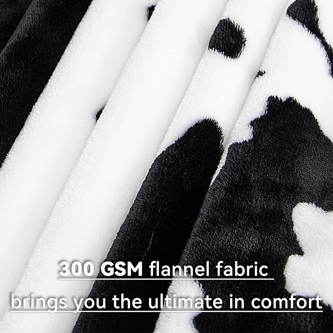 Cow Print Blanket for Kids - 40"x50" Cute Lightweight Fuzzy Fleece Throw for Girls, Nursery Decor - Black White Plush Birthday Gifts for Kids Boys