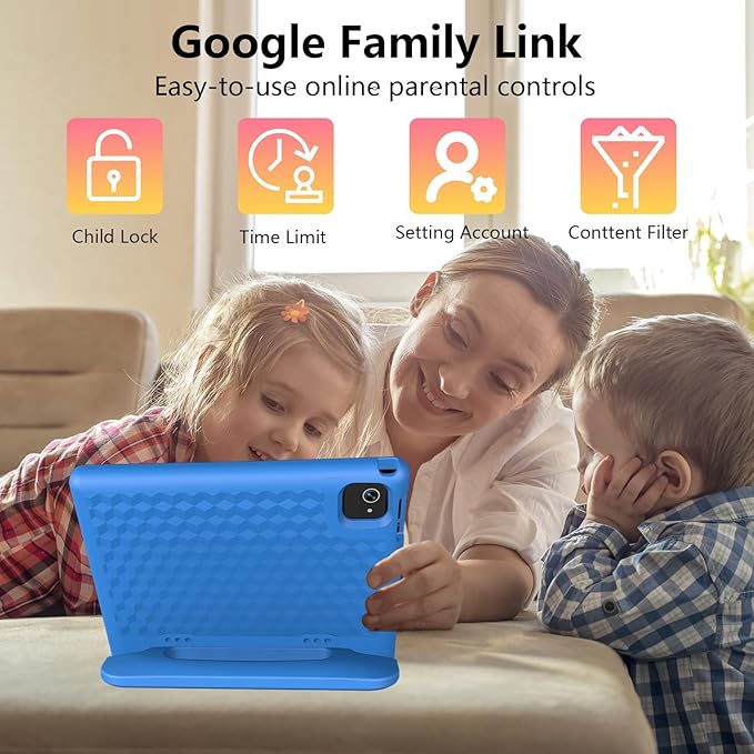 10.1-Inch Kids Tablet, 8GB+64GB, Android 14, 8-Core CPU, Educational Apps, Parental Controls, WiFi, 1280x800 HD Display, Cameras, Shockproof, Long Battery Life