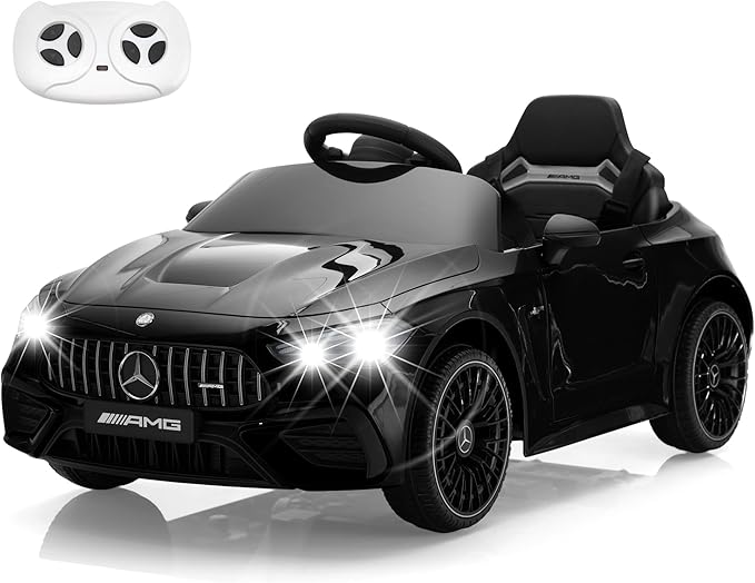 TOBBI Kids Electric Ride On Toy Car, Toddlers Battey-Powered Vehicle with Parental Remote Control/Soft Start/3 Speeds/Horn & LED for Children Ages 3-6 Years-Black