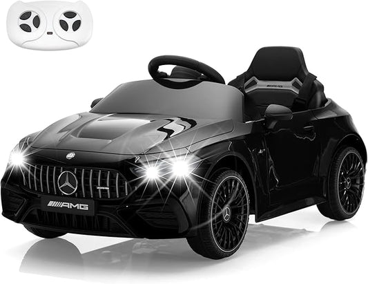 TOBBI Kids Electric Ride On Toy Car, Toddlers Battey-Powered Vehicle with Parental Remote Control/Soft Start/3 Speeds/Horn & LED for Children Ages 3-6 Years-Black