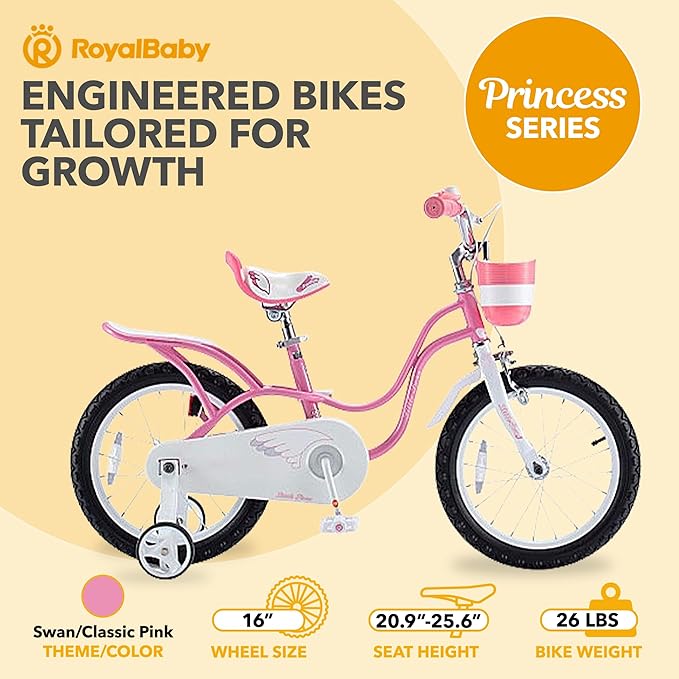 Royalbaby Princess Girls Kids Bike 12 14 16 18 20 Inch Children Bicycle with Basket for Age 3-12 Years