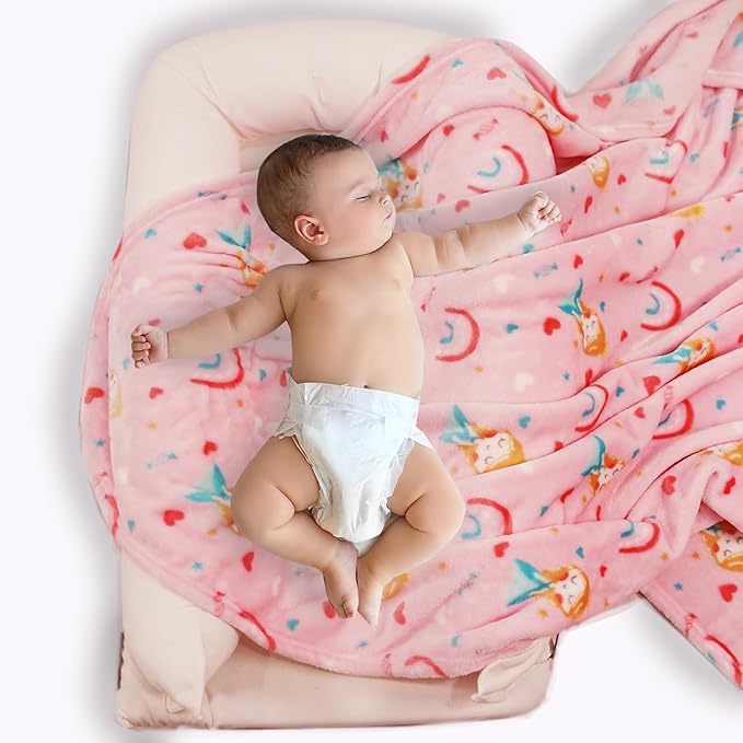 Softan Pink Princess Blanket for Girls, Kids Throw Blanket for Boys and Girls Soft Cozy Flannel, Cute Princess Blanket for Sofa Couch Bed, Christmas Birthday Gift for Kids, 30x40 Inches