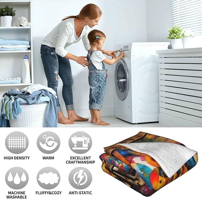 Music Lover Blanket for Women Girls, Musical Instruments Note Flannel Throw Blanket, Cozy Fleece Soft Stuff Blankets Gift for Couch Sofa Bed 50" x 40"