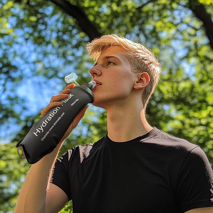 WILDREEDS 250ml Soft Flask, TPU Collapsible Soft Water Bottle for Hydration Pack, Running Vest, Folding Water Bottle for Hiking Cycling Climbing-1Pcs, Black