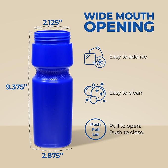 Rolling Sands USA Made Reusable 24 oz Sports Water Bottles, 8 Pack, BPA-Free, Easy Open Pull-Top, Fits Most Bike Cages, Dishwasher Safe, Lightweight - for Kids to Adults, Variety