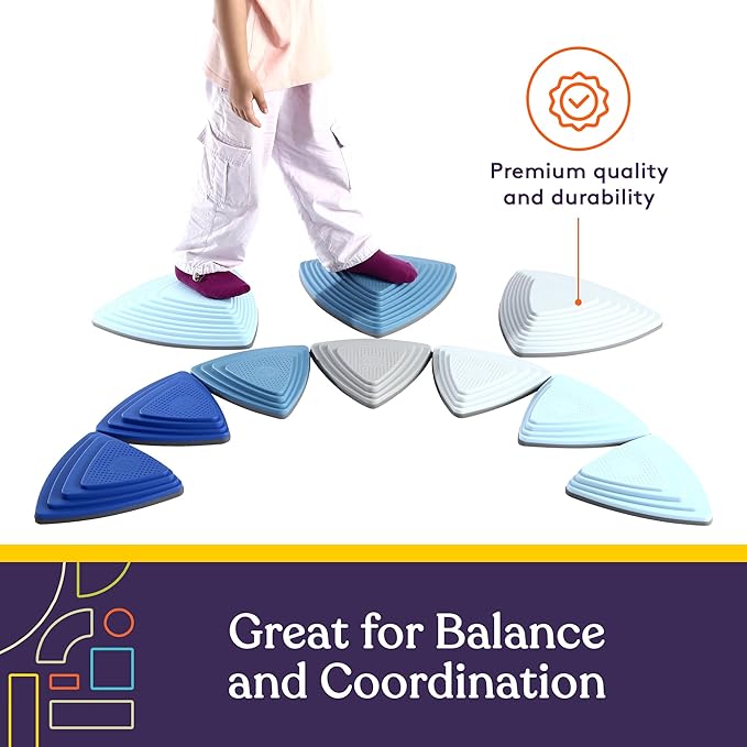 Special Supplies 10 Stepping Stones for Kids Indoor and Outdoor Balance Blocks Promote Coordination, Balance Strength Child Safe Rubber, Non-Slip Edging