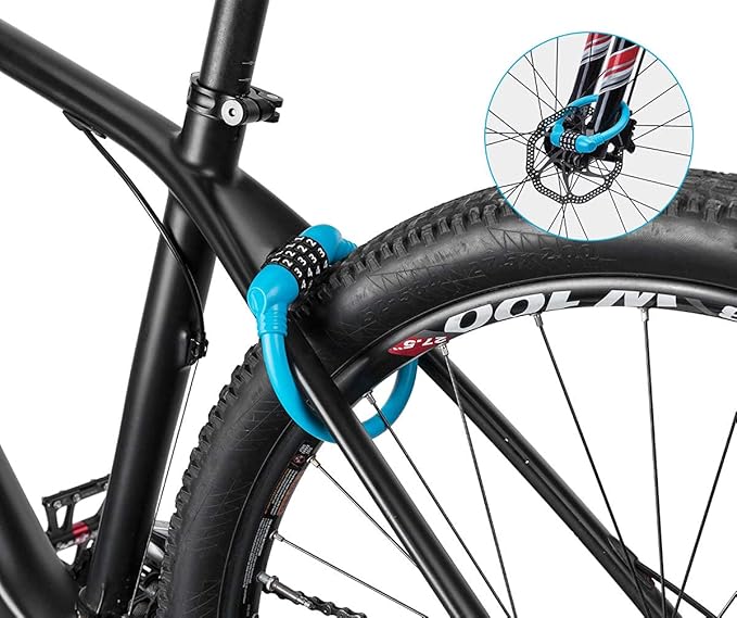 ROCKBROS Bike Lock Cable Lightweight Bike Locks with Combinations Small Bike Cable Lock Anti-Theft Bike Wheel Lock 12MM Blue