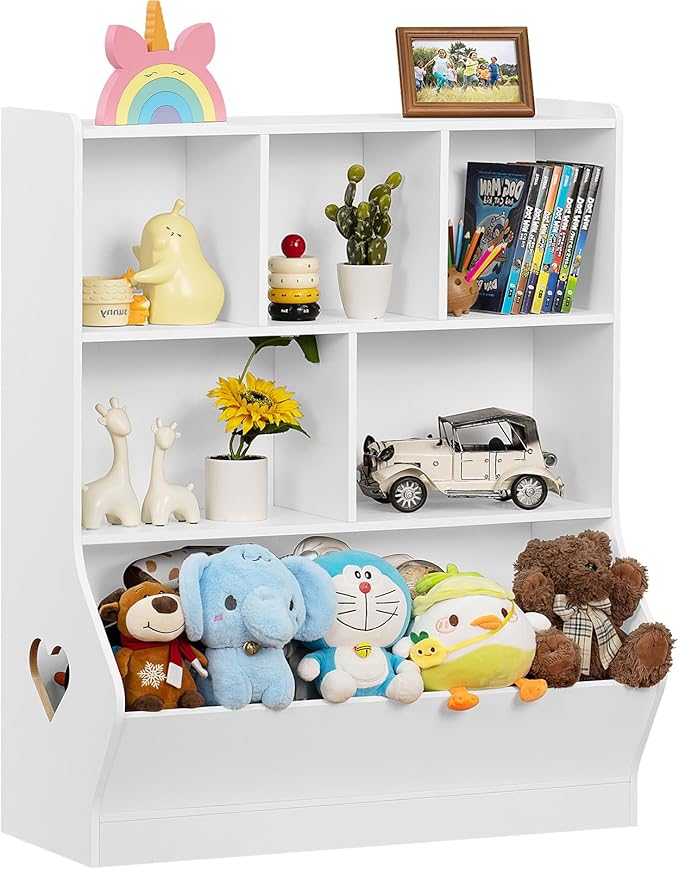 Lerliuo Kids Toy Storage Organizer, 3 Tier Children Small Bookcase and Bookshelf, Toddler 7 Cubby Toy Storage Cabinet, Toy Shelf for Playroom, Bedroom, Living Room, Nursery, School 29.53'' H (White)
