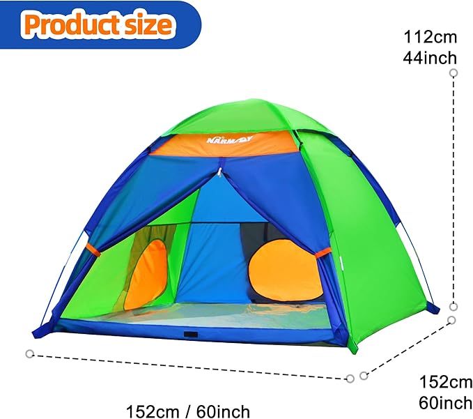 NARMAY® Play Tent Summer Camping Dome Tent for Kids Indoor/Outdoor Fun - 60 x 60 x 44 inch