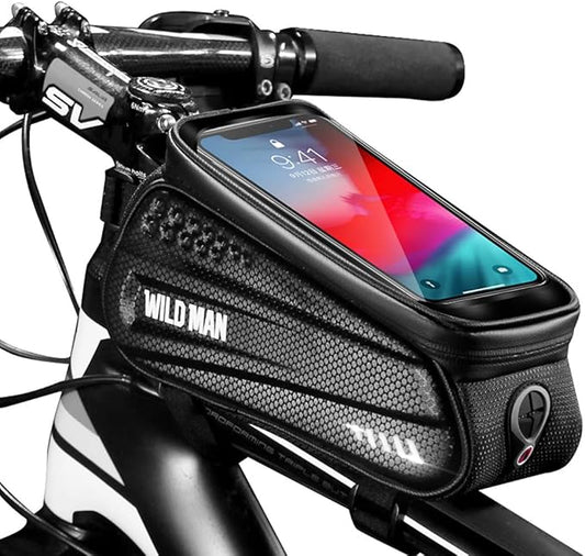Waterproof Bike Phone Mount & Bag - Cycling Front Tube Pouch Pannier Stand For Smartphones Up To 6.7''