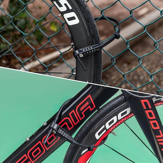 CXWXC Zip Tie Lock - 4-Digit Combo Cable Locks for Bike Motorcycle Helmet, Skateboard, Skis, Snowboard, Stroller & Cabinet - Ideal for Lightweight Security (2PC - Black, 45CM)