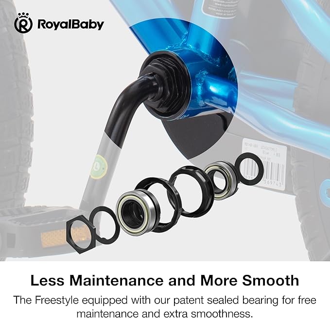 RoyalBaby Kids Bike Freestyle Classic & EZ Balance Pedal Switchable Bicycle, 12 14 16 18 Inch, 3-10 Years Toddler to Big Kids