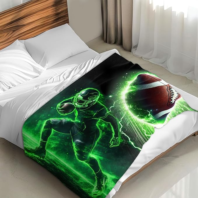 Kids Football Blanket, 40 x 30 Inches Throw for Children, Cool Gifts for Boys 3-5, Pets, Football Lovers, Cozy Comfy Soft Throws for Bed, Couch, Sofa, Chair
