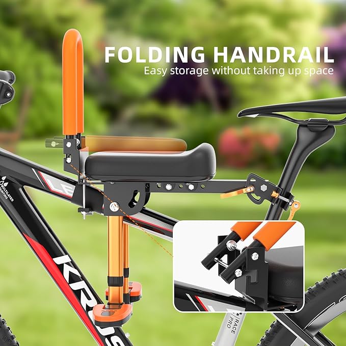 Child Bike Seat - Front Mount, Kids Bike Seat for Adult Bike,Retractable Baby Bike Seat Front Mounted, Toddler Bike Seat for Children 2~6 Years