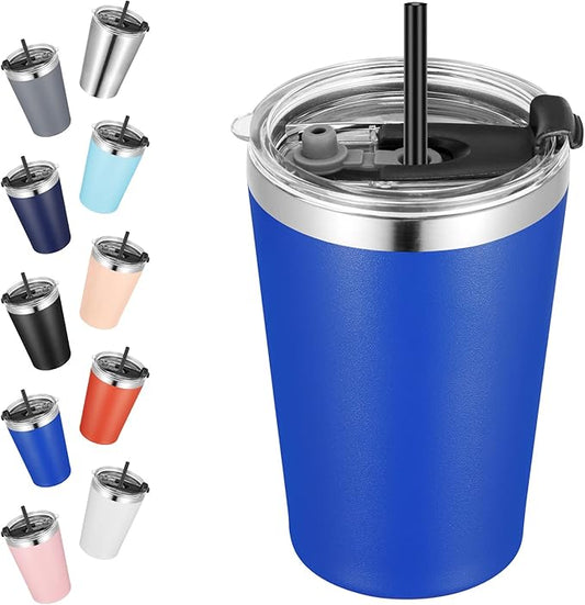 VEGOND 12oz Tumbler Stainless Steel Tumbler bulk Vacuum Insulated Double Wall Travel Tumbler with Lid and Straw Reusable Tumbler, Light blue 1 Pack