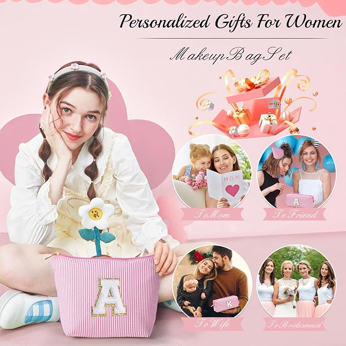 YOOLIFE Christmas Gifts For Teenage Girls Birthday Gift for Girls Makeup Bag Cosmetic Bag Teacher Gifts for 3 4 5 6 7 8 9 10 11 12 13 Year Old Girl Christmas Gift For Women Pink J