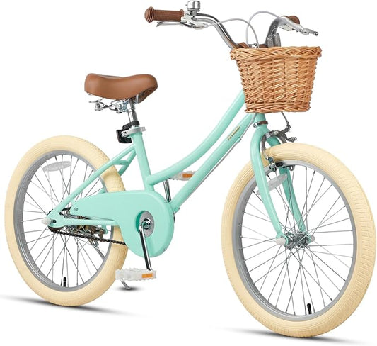 Petimini Girls Bike with Basket for 2-12 Years Old Kids, 12 14 16 18 20 Inch Bicycle with Bell Training Wheels Basket, Multiple Colors