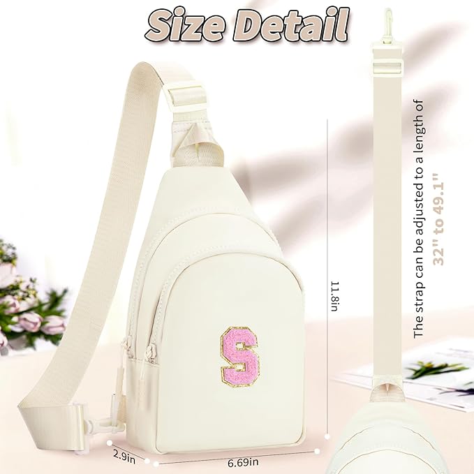 Birthday Gift for 5 6 7 8 9 10 11 12 13 14 15 16 Year Old Girls Fanny Pack Crossbody Bags for Women,Cute Trendy Stuff - Cream,S