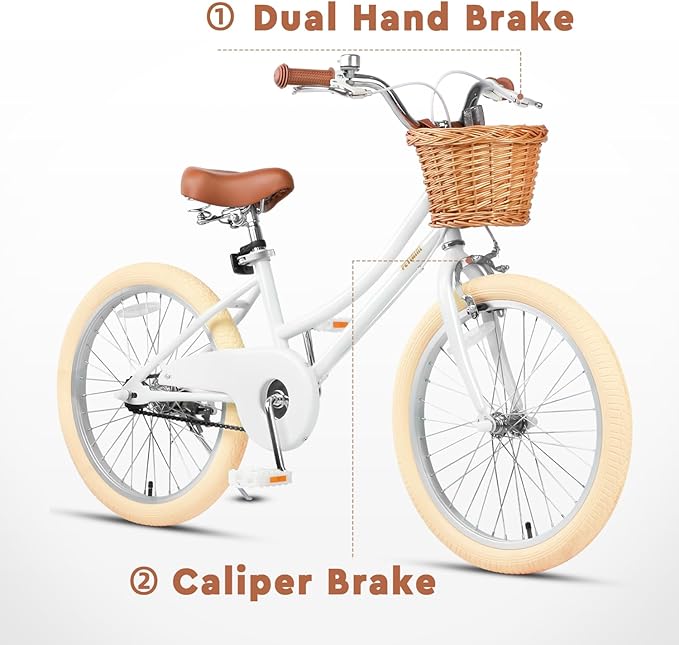 Petimini Girls Bike with Basket for 2-12 Years Old Kids, 12 14 16 18 20 Inch Bicycle with Bell Training Wheels Basket, Multiple Colors