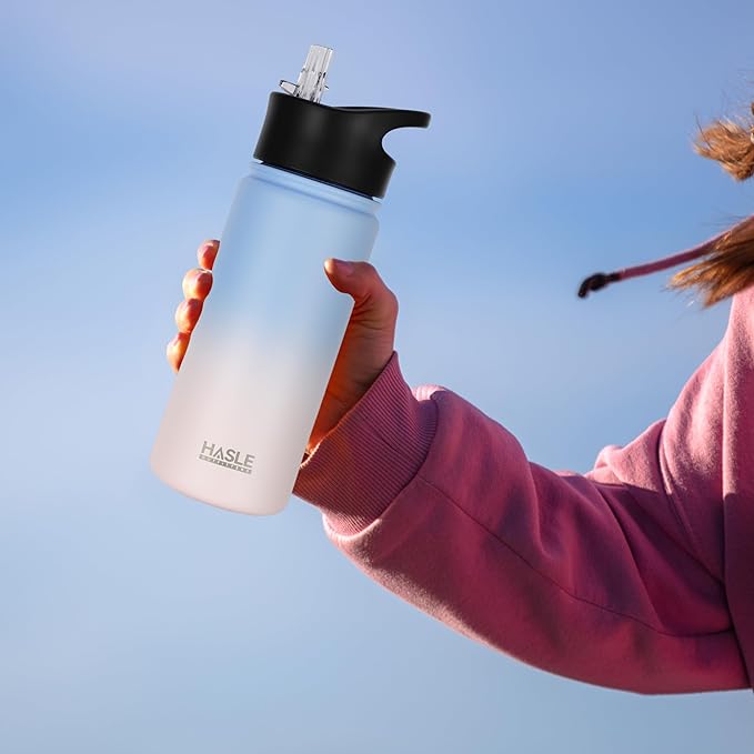 HASLE OUTFITTERS Insulated Water Bottle 16 oz Double Wall Vacuum Stainless Steel Water Bottle Leak Proof for School Wide Mouth with Straw Lid & Spout Lid Keeps Cold and Hot(Candy,8pack)