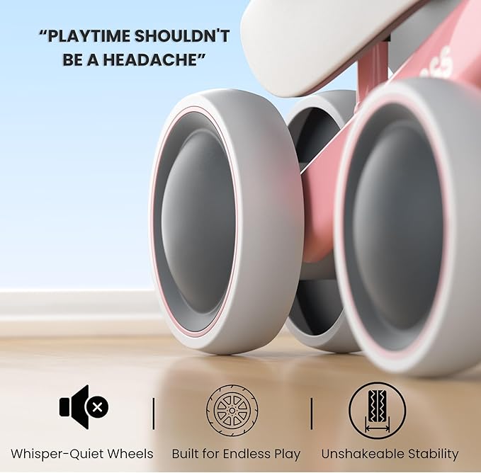 BEKILOLE Baby Balance Bike for 1 Year Old Girl Gifts, 12-24 Month Toddler Balance Bike, 4 Silent Wheels Pre-School First Ride On Toys, 1st Birthday Gifts