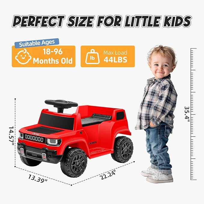 6V Ride On Car for Toddlers, Electric Car with Music, Horn, Pedal, for Ages 18–30 Months,Red