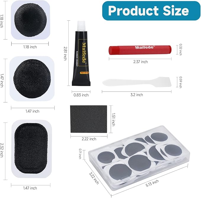 Bike Inner Tube Patch Kits, Bicycle Tire Repair Kit, with Portable Storage Box, for Cycling, Motorcycle, BMX, ATVs and More Inflatable Rubber.