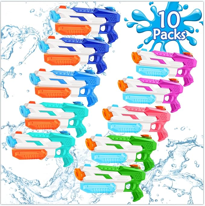 600cc Water Gun for Kids Adults：10 Pack Squirt Blasters Super Water Gun Soaker with Long Range High Capacity for Boys Girls Summer Swimming Pool Beach Outdoor Water Fighting Play Toys Party Favors