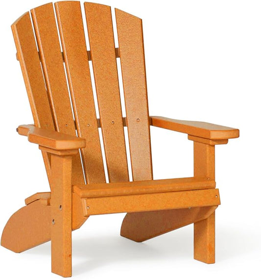 DutchCrafters Poly Kids Adirondack Chair, Outdoor Chair for Kids Ages 3–8, Durable Child-Sized Patio Seating for Camping and Backyard Play - Amish Made in USA (Orange)