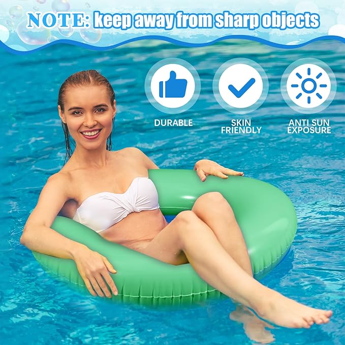 6 Pcs Inflatable Pool Floats 24 Inches Swim Tube Bulk Swimming Ring Pool Floaties for Beach Party Decorations Women and Men River Lake Summer Vacation Holiday (Turquoise)